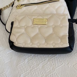 Betsy Johnson Small Crossbody Heart Quilted Bag. And Makeup Bag.